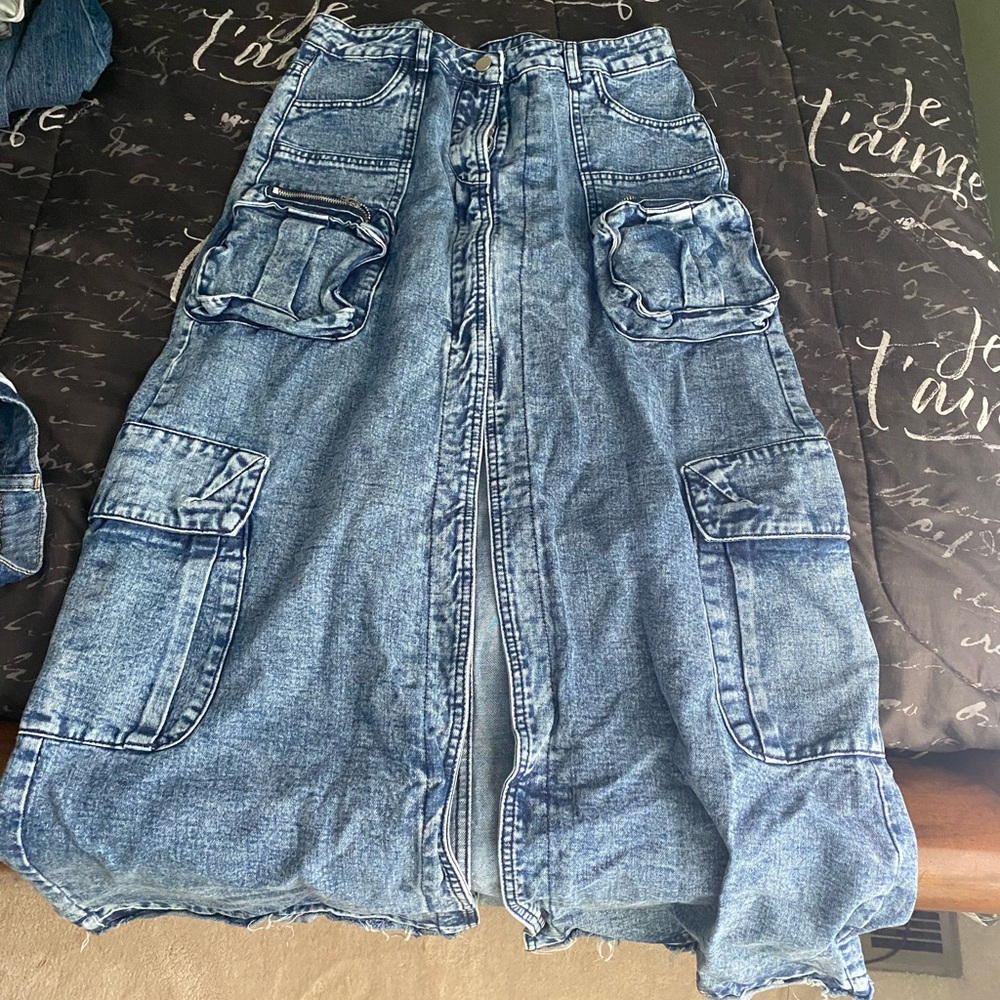 Denim maxi skirt
